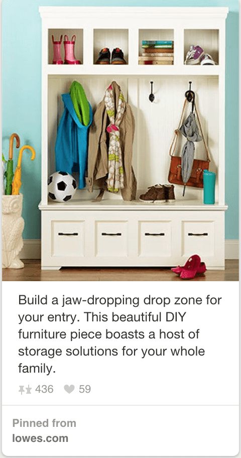 Lowe’s Pinterest post for simple DIY furniture piece