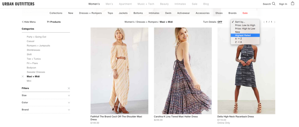 Urban Outfitters' fashion eCommerce site
