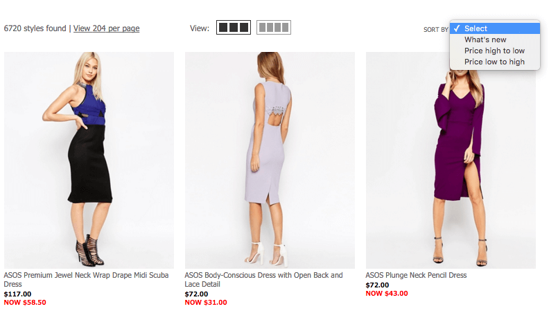 ASOS's fashion eCommerce site