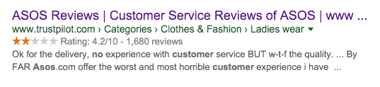 ASOS fashion eCommerce reviews