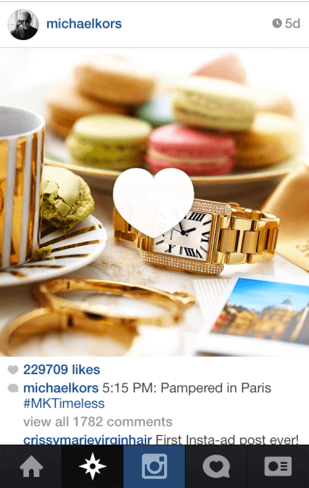 Instagram advertising done right by Michael Kors