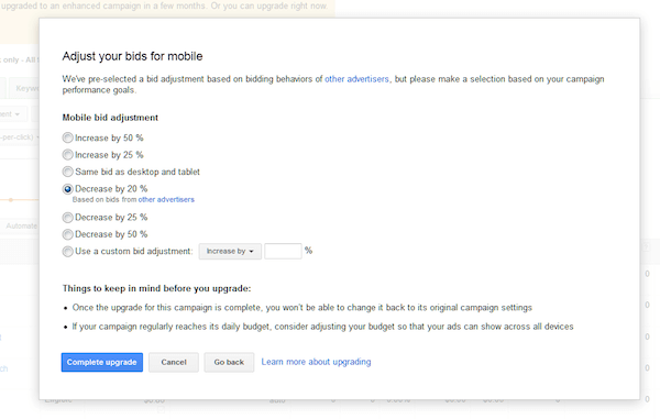 mobile bids google product listing ads