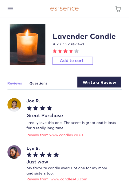 reviews mockup