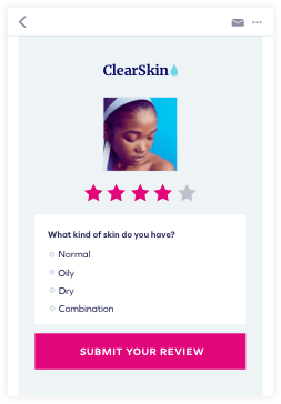 sample Yotpo review submission page with branding