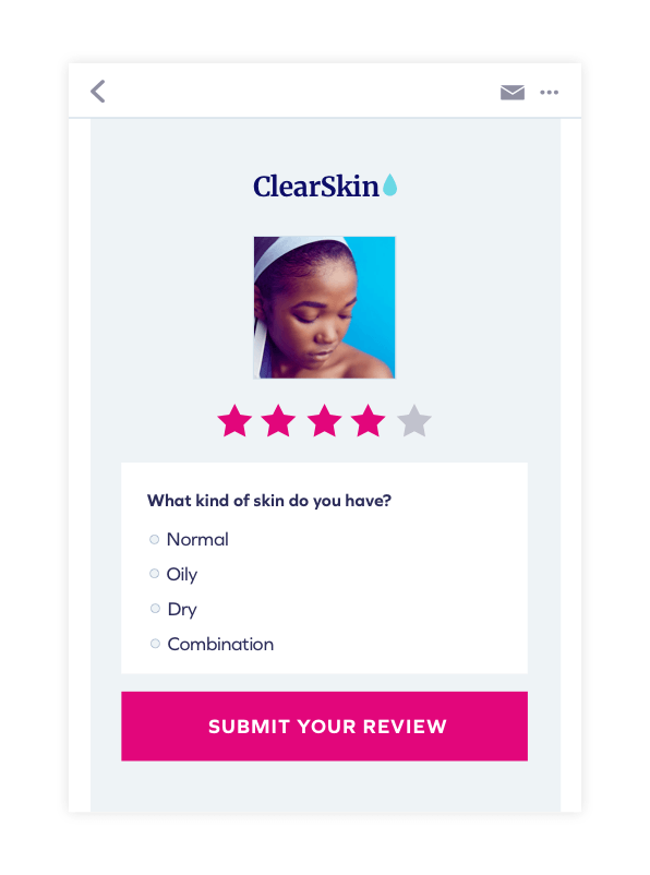 sample Yotpo review submission page with branding