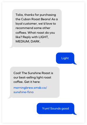 sample Yotpo retention text message
