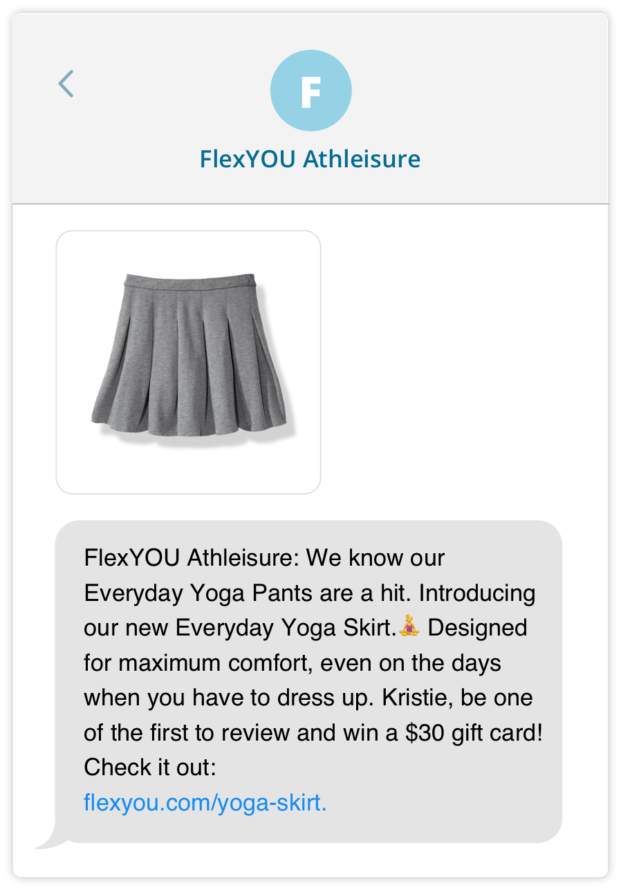 SMS announcing new product