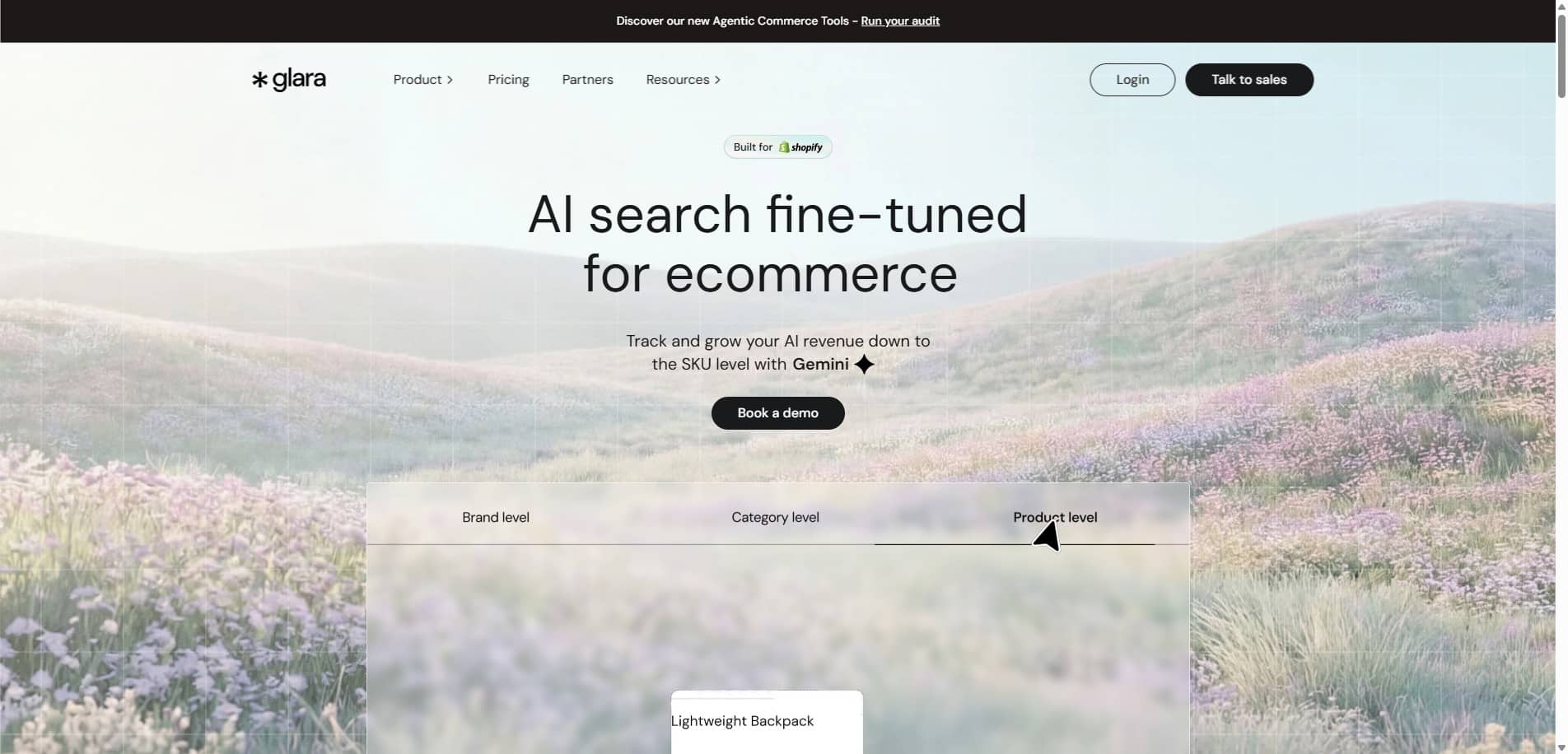 competitor glara homepage 2026 7 Best AEO Tools for Ecommerce in 2026 11 Glara homepage